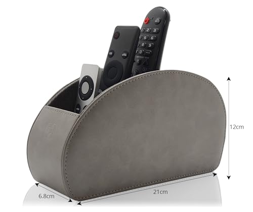 Remote Control Holder with 5 Compartments, Grey PU Leather Office Organization Storage Caddy Box for TV Remote, Heater Controllers, Media Player, Office Supplies, Makeup Brushes CEG10 - Cosy Home Interiors Remote Control Holder with 5 Compartments, Grey PU Leather Office Organization Storage Caddy Box for TV Remote, Heater Controllers, Media Player, Office Supplies, Makeup Brushes CEG10 - Image 2