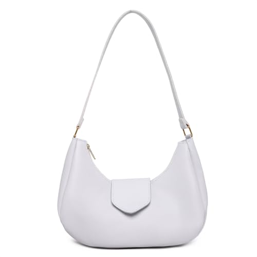 BOLSA BAGUETE FEMININA MEIA LUA DE OMBRO PEQUENA LISA (BRANCA)
