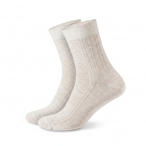 Image of Women's Crew Socks - Thin, Breathable Organic Linen, (5, X-Large) - Comfortable Everyday Socks