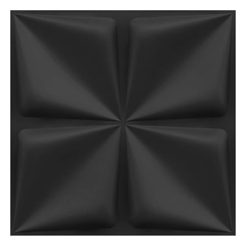 Image of Kayra Decor Wall Panels for Bedroom PVC Bloom Design Black Color 19.7 inch x 19.7 inch (Pack of 40) - Covers 107.80 Sq. Ft.
