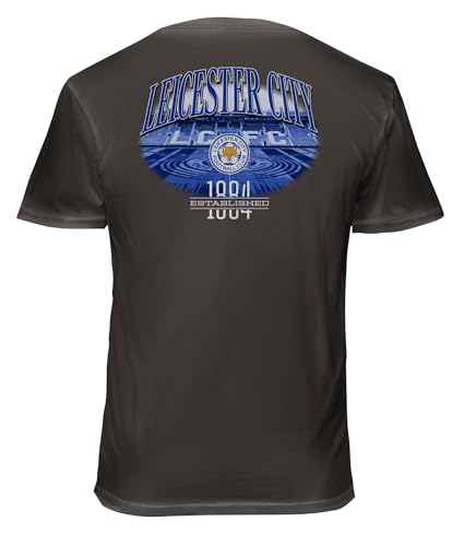 1863FC Leicester City FC Football Club Soccer Soft Wash Cotton T-Shirt (US, Alpha, Medium, Regular, Regular, Graphite)