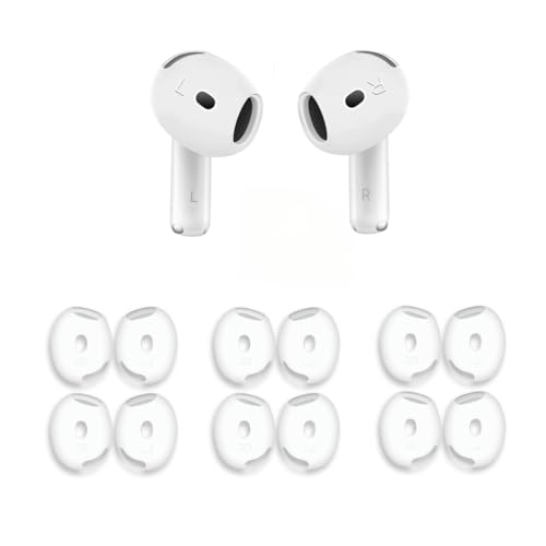 6 Pairs Ear Cover for AirPods 4,Anti Slip Ear Skin Tips Accessories Sport Ultra Thin Slim Soft Silicone Ear Tips Earbuds Gel Cover Compatible with AirPods 4th Generation (White)