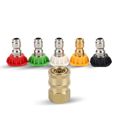 Image of AD-AC150 5-Piece 1 /4-Inch Quick Connect Universal Pressure Washer Degree Nozzle Tips (0, 15, 25, 40, 65) With 1 /4-Inch Quick Connector, 4500 PSI, Suitable for All High Pressure Car Washers