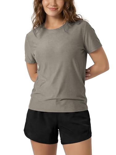 Image of ODODOS Women's Performance Cropped Tee Ultra Soft odSTRATUM Tech Short Sleeve Relaxed Top Crew Neck T-Shirts