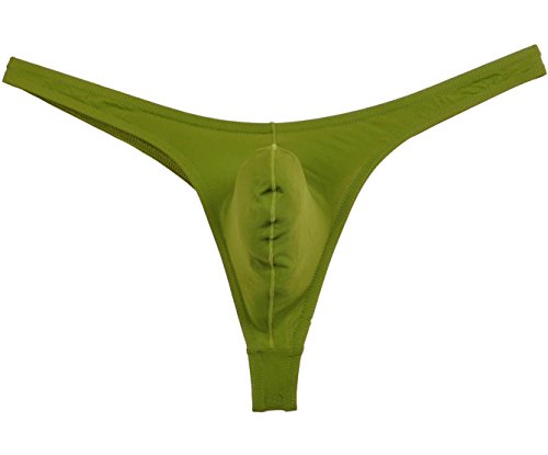 Jaxu Men's Elastic Thong Spandex T-Back Underwear Green L