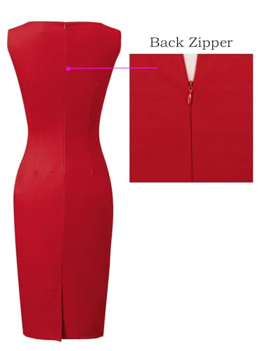 Image of VFSHOW Womens Front Zipper Work Business Office Bodycon Dress Elegant Professional Career Church Party Pencil Sheath Dress