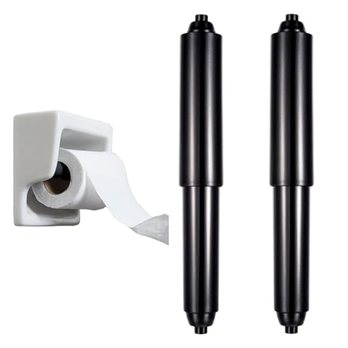 AOZUO 2 rodillos de soporte de papel higiénico, varilla de resorte de papel higiénico, inserto de varilla de repuesto con resorte para baño (negro)