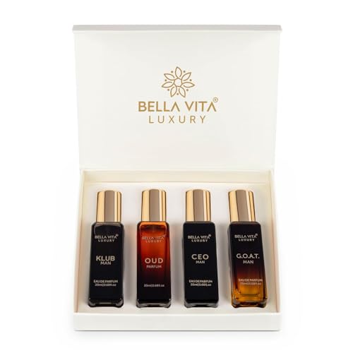 Generic Be-lla Vita Luxury Man Perfume Gift Set 4 x 20 ml for Men with KLUB, OUD, CEO, G.O.A.T Perfume | Woody, Citrusy Long Lasting EDP Fragrance Scent