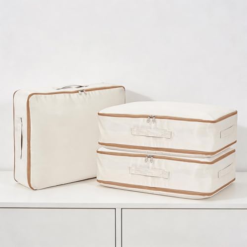 Storage Bags for Clothes with Zipper, Large Capacity Dustproof Moistureproof Reinforced Handle Clothing Storage Bags, Stackable Clear Window Storage Bag for Sweaters Clothing Bedding Blanket (Medium) - image 3