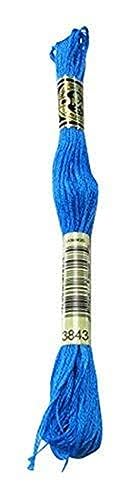 Image of DMC 117-3843 Mouline Stranded Cotton Six Strand Embroidery Floss Thread, Electric Blue, 8.7-Yard
