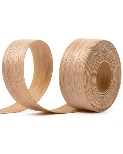 Image of Red Oak Edge Banding 3 /4 inch x 10 ft Real Wood Veneer Plywood Edge Banding Iron-on Pre-glued Veneer Edging Tape for Cabinet Repairs Furniture Restoration