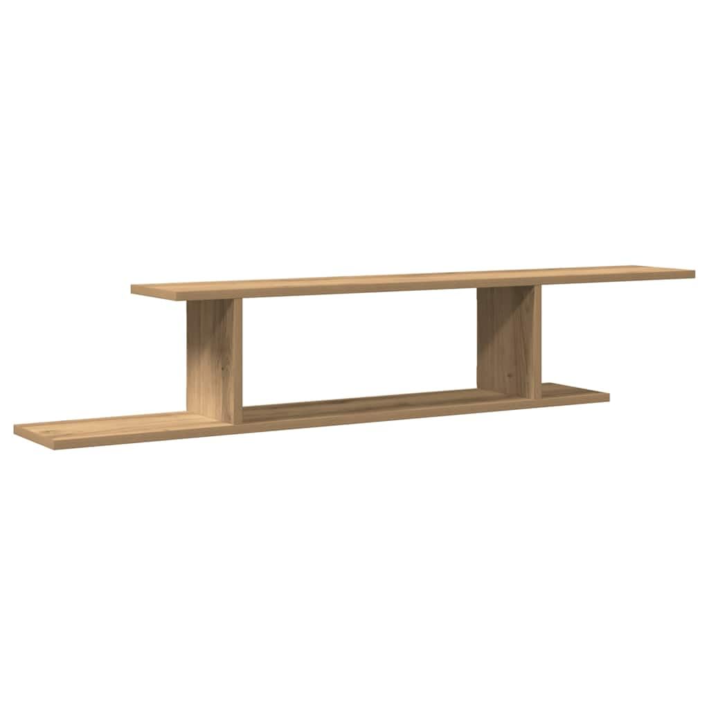 TV-Wandregal Artisan-Eiche 125x18x23 cm Schweberegal Holzwerkstoff Hängeregal für Wohnzimmer TV Board hängend Wandboard für DVD-Player Konsolen Zubehör Belastbar bis 40kg