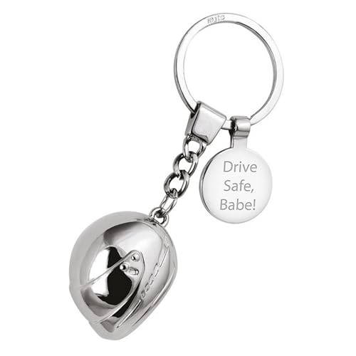 Personalised Silver Motorbike/Motorcycle Helmet Keyring Large Style | Unique Gift for Bikers, New Drivers, Men and Women | Cool Keychain Accessories for Superbike, Mopeds, Keys and Bag | Boxed