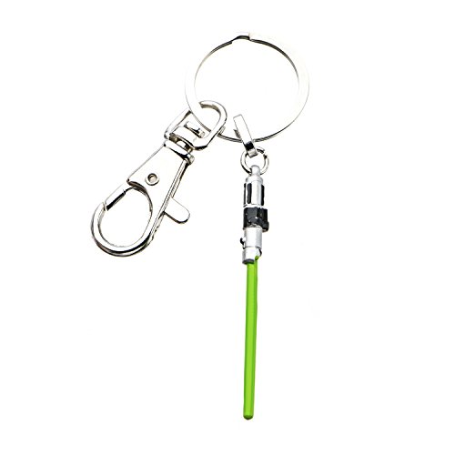 Star Wars Jewelry Unisex Adult Yoda Lightsaber Steel Key Chain, Silver/Green, One Size