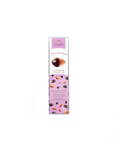 Dolfin Almendras recubiertas de chocolate negro - Bolas Deliciosas con Almendras Tostadas y una Cremosa Cobertura de Chocolate - Confitería Premium, Dulces Gourmet, Regalos - Hecho en Bélgica, 100g