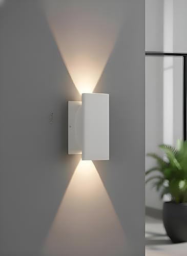 Image of FILLISKA LED Indoor UP Down Wall Light, Warm White Colour with Shockproof Alluminium White Body (Royal WhiteBody 1Up & 1Down)(2 Year Warranty)