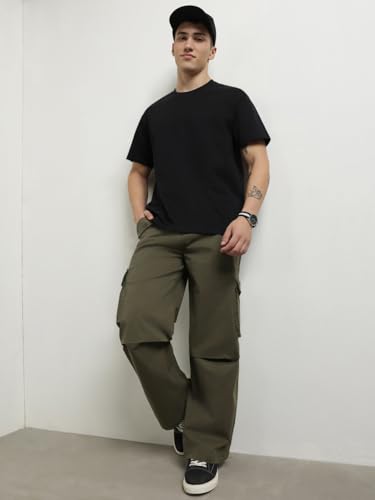 Image of Nobero Oversized Cargo Pants for Men | Oversized Fit | Multiple Cargo Pockets | Elasticated Waist | Casual & Utility Wear