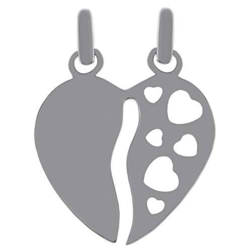 Pendentif Cœur sécable en Argent 925 rhodié - Mixte