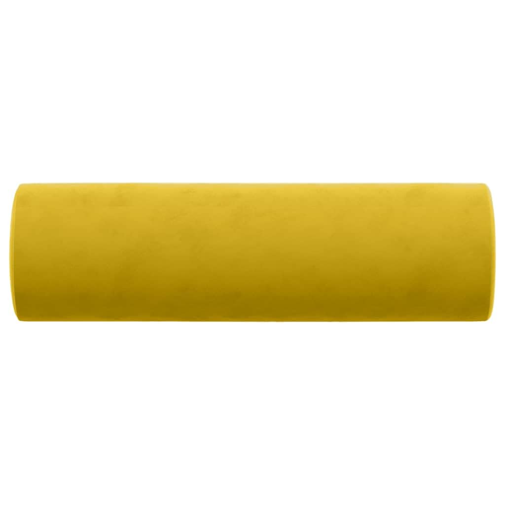 Zierkissen 2 Stk. Gelb Samt Ø15 x 50 cm Dekokissen Sofakissen Kuschelkissen für Sofa Couch Sessel Bett Wohnzimmer Schlafzimmer Akzent Komfort