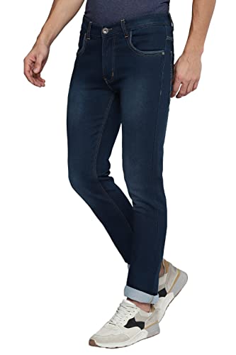 Image of Allen Cooper Slim Mid Rise Stretchable Denim Jeans for Men