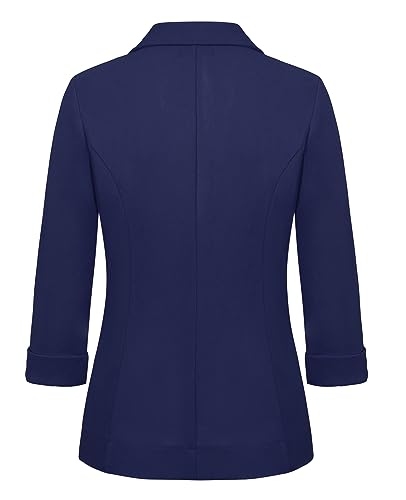 MINTLIMIT Womens Blazer Rolled 3/4 Sleeve Notched Lapel Business Work Jackets One Button Casual Blazers with Pockets3