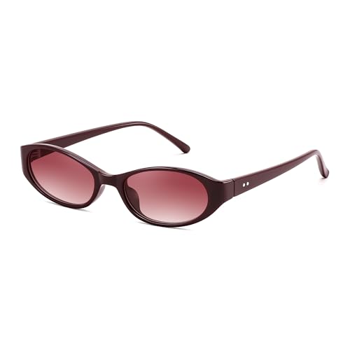 FEISEDY Retro Oval Womens Sunglasses Trendy Cat Eye Skinny Chic Narrow Y2K 90s Small Sunnies B9177
