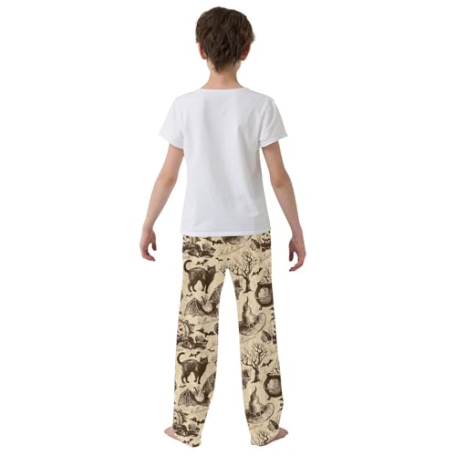 Halloween Cat Bat Boys Long Pants Soft Trousers Elastic Waist Kids Lounge Bottoms with Pockets S-XL3
