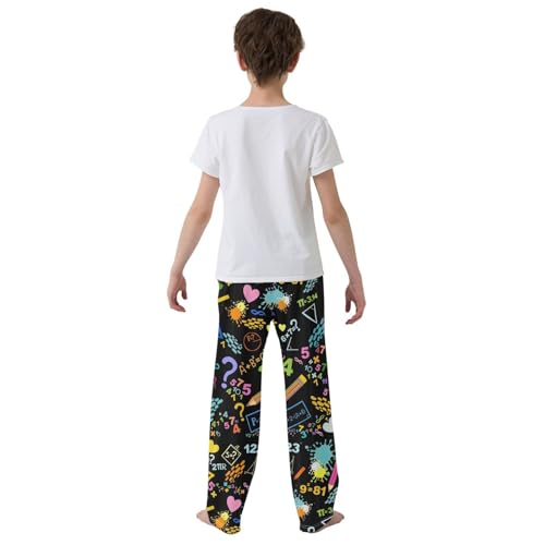 ZZXXB Mathematical Number Formula Boys Long Pants Soft Trousers Elastic Waist Kids Lounge Bottoms with Pockets S-XL3