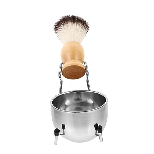 PACKOVE 1Set Men Shaving Brush Set with Bowl and Holder Durable Shaving Soap Bowl Portable and Space Saving Design for Easy Travel for Grooming and Beard Care