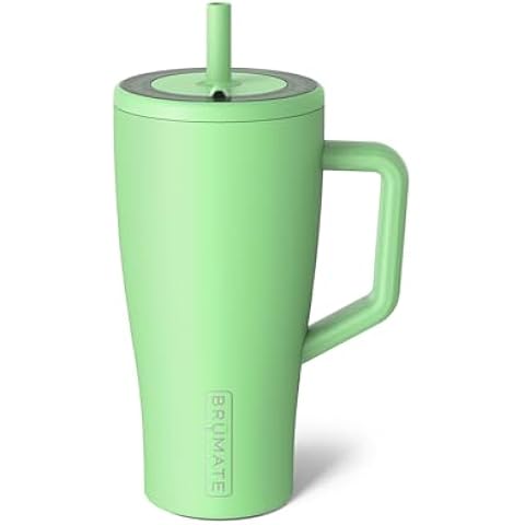 BrüMate Era 30 oz Tumbler with Handle and Straw | 100% Leakproof Insulated Water Bottle Tumbler with Lid and Flexible SoftSip Straw | Made of Stainless Steel | Cup Holder Friendly | 30oz (Kiwi)