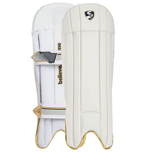 Image of SG Hilite Wicket Keeping Pads- White /Gold- Mens( 17+)