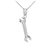 Fine 925 Sterling Silver Open End Wrench Pendant Necklace, 22'