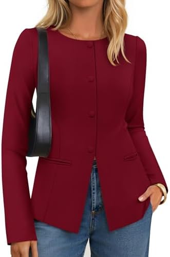 ZESICA Womens Business Casual Blazers Fall Long Sleeve Button Suit Jackets Office Work Outfits Fitted Blazer Clothes 2026