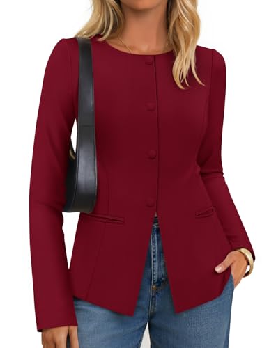 ZESICA Womens Business Casual Blazers Fall Long Sleeve Button Suit