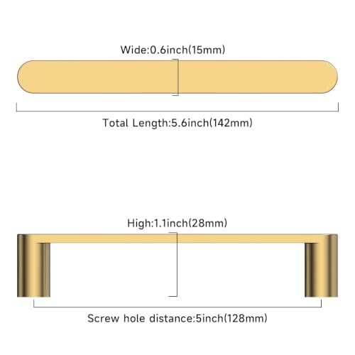 Image of Asidrama 5 Pack 5 Inch(128mm) Champagne Bronze Cabinet Pulls Heavy-Duty Solid Kitchen Cabinet Handles Champagne Gold Drawer Hardware for Bathrooms Cabinets