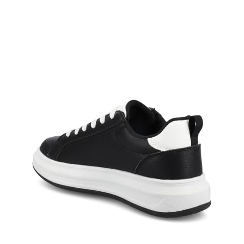 Journee Womens Cushioned footbeds Meeya Casual Sneaker Faux Leather Round Toe lace up Black 6 Medium Womens US - Image 6