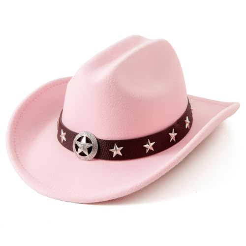 Jastore Kids Cowboy Hat for Girls Boys Western Cowboy Cowgirl Hat with Star Buckle Belt