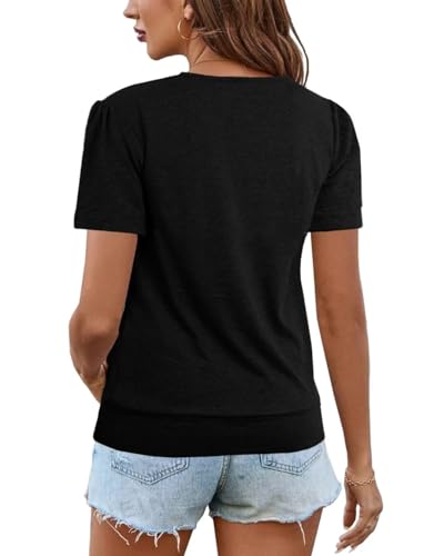 VahRuta Women's Short Sleeve Tunic Tops Scoop Neck Banded Bottom Summer T Shirt for Leggings3