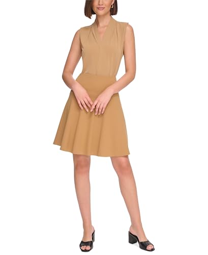 Calvin Klein Womens Petites Crepe Mini Skirt Tan 8P4