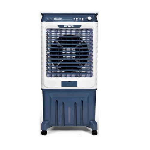 Image of SUMMERCOOL Octus Plus 95L Desert Air Cooler with powerful 16 inch motor | Beautiful Glass Top | Resuable Ice cube packet | Inverter Compatible | 45Ft Air Throw | Drain Hole | 1 yr Warranty | Blue