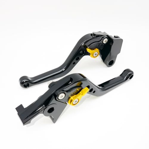 Kompatibel mit Kawasaki Ninja650R/ER-6F/EX650/ER-6N 2006–2024, kurzer Brems- und Kupplungshebel, CNC-Aluminium, ausziehbar, verstellbare Hebel, Zubehör (Schwarz `Gold, Ninja 650R/ER-6F/EX650/ER-6N