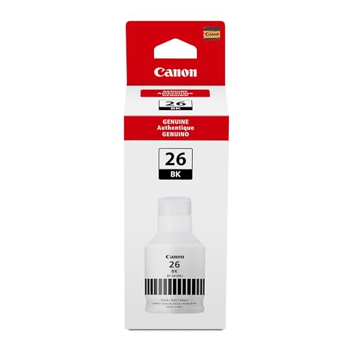 Canon GI-26 Genuine Pigment Black Ink Bottle, Compatible with MegaTank GX7120, GX6120, GX5120, GX6020, GX7020, GX6021, GX7021, GX5020, GX4020, and GX3020 Printers
