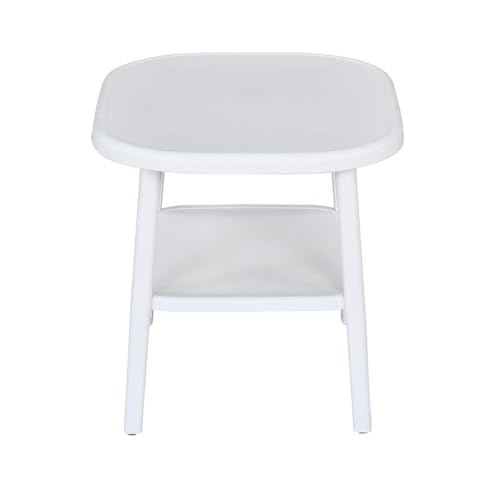 Image of Nilkamal Arena Plastic Side Table with Storage Shelf | End Table | Corner Table | for Home, Living Room, Office, Balconies, Patios | Milky White