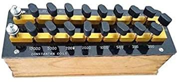 NS Resistance Box Plug BRASS smooth finish (0 to 10000 Ohms) Brass Blocks - Plug Type - Teak Wood Case-image-0