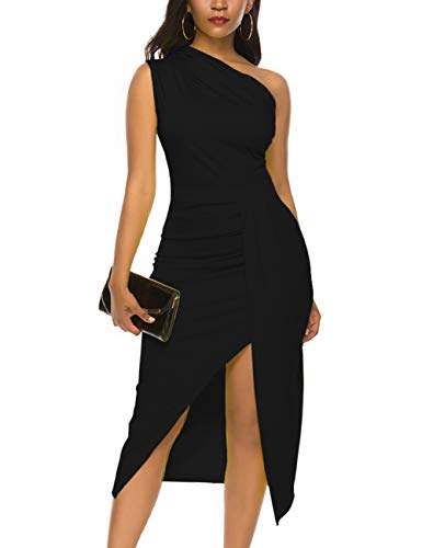 Nature Comfy Women's LilyIn Sleeveless one Shoulder Ruched High Slit Elegant Evening Cocktail Party...