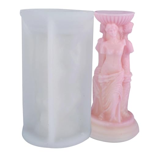 Molde de vela de columna romana | Molde de silicona perfumado con retrato de Venus Diosa del cuerpo humano | Molde de rayas circulares de pilar para boda, cena, fabricación de velas hechas a mano,