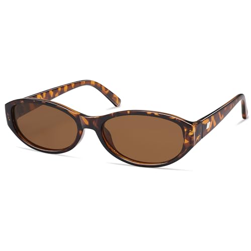 Retro Oval Sunglasses for Women Chic Cat Eye 90s Sunnies Lightweight Trendy Narrow Square Sun glasses AP3727 Tortoise/Brown2