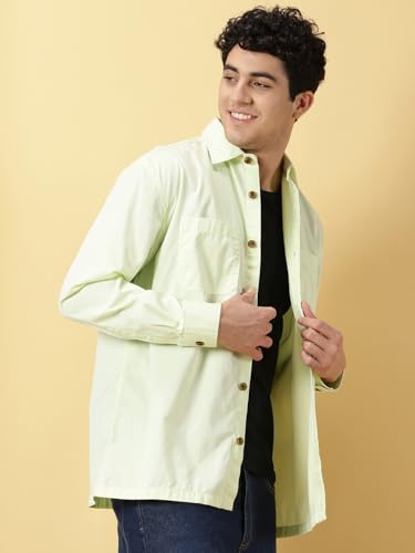 Image of Thomas Scott Men's | Solid | Full Sleeve | Oversized Fit | Cotton Blend | Spread Collar | Casual Shirt