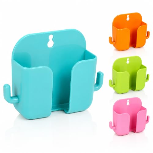 Image of Wall Mounted Mobile Phone Holder | Self Adhesive Phone Stand for Charging | Universal Smartphone Wall Holder | Strong Adhesive | No Drill | Multipurpose Storage Rack (Pack of 4)