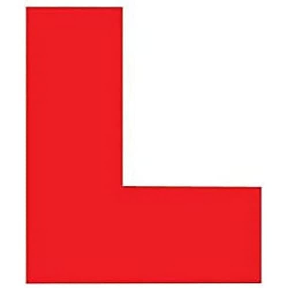 Party Decor L - Learner Plate Self Adhesive (Removable - No Damage To The Car) Waterproof Durable Vinyl Sticker Dvla Legal Size
